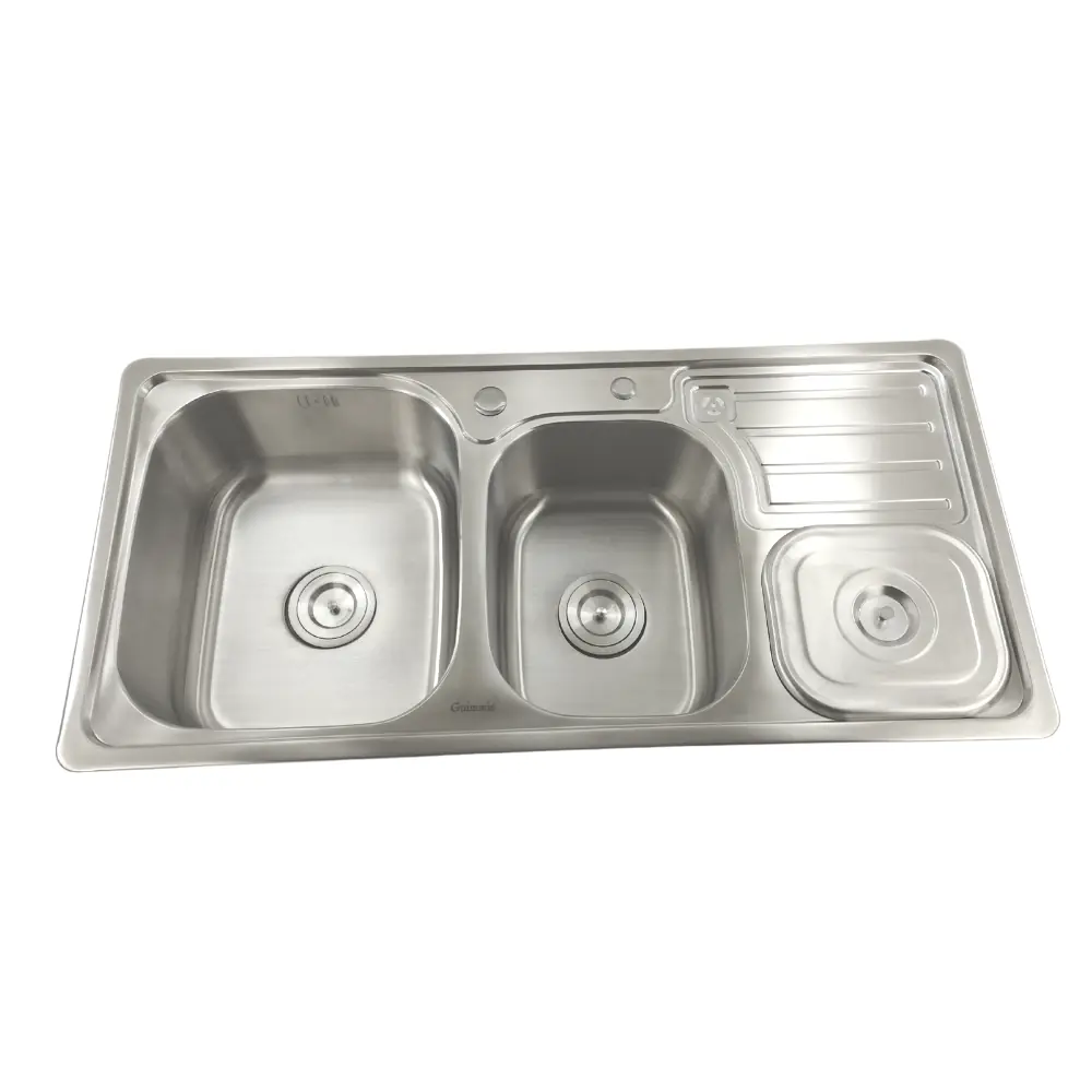 Cuba Para Cozinha Tripla Gourmet Georgia Aço Inox 100x48