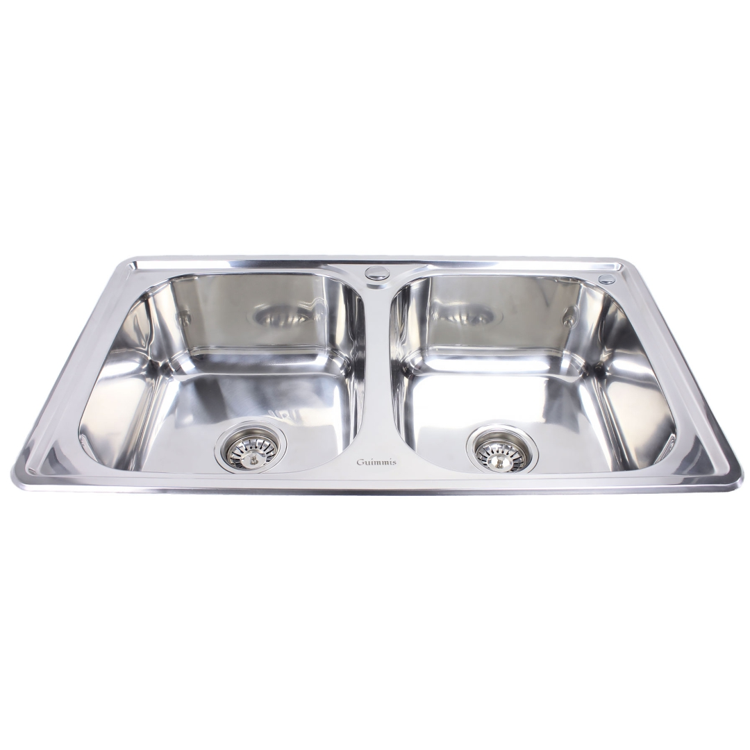 Cuba Dupla Gourmet Quadrada Inox Polido 83x48cm Guimmis.casa