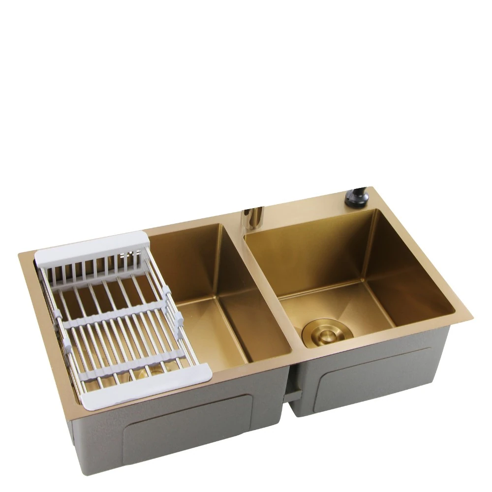 Cuba Dupla Em Aço Inox 304 Nano Rose Gold Guimmis.casa