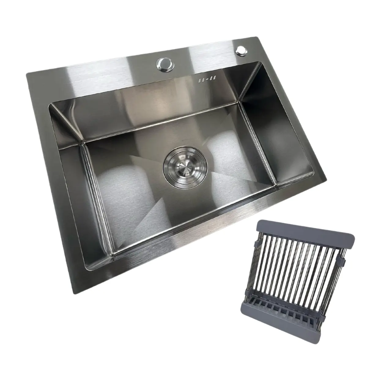 Cuba Pia Cozinha Gourmet Quadrada Inox Escovado 50x40cm - Sobrepor ou Embutir