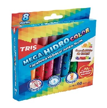 Hidrocor Ponta Jumbo Mega Fruits 8 Cores Estojo