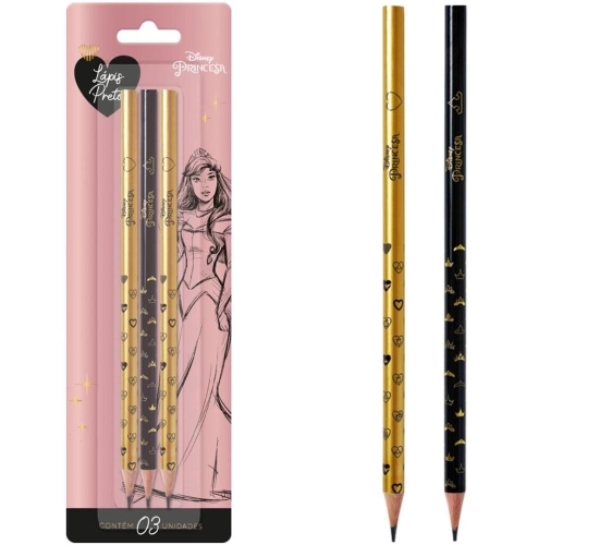 Lapis Preto Princesas 609812 Bt 3 Un