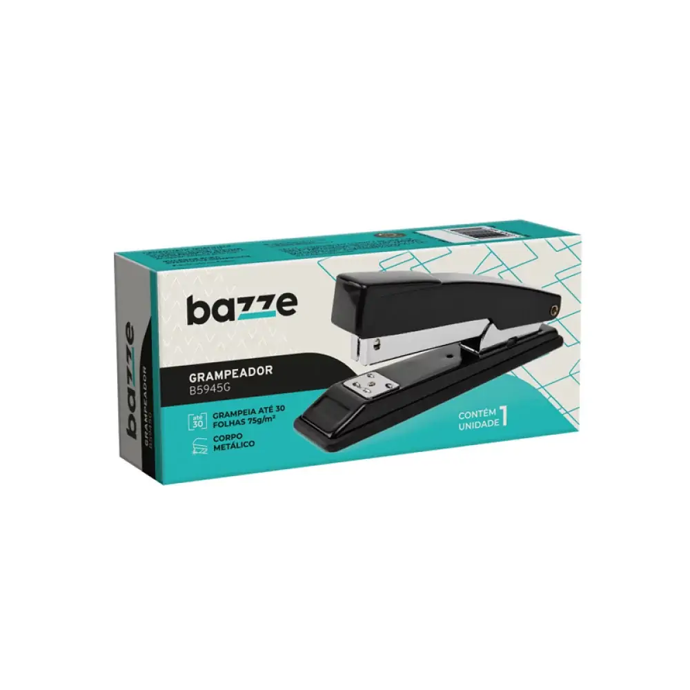 Grampeador Bazze B945 30 Folhas Metal 26/6 Preto