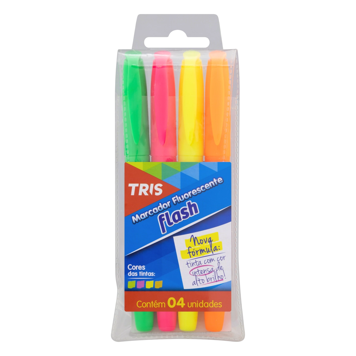 Marcador De Texto Fluorescente Chanfrado Tris Flash 4 Unidades