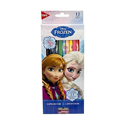 Lápis De Cor Tris Com Apontador Frozen 12 Cores