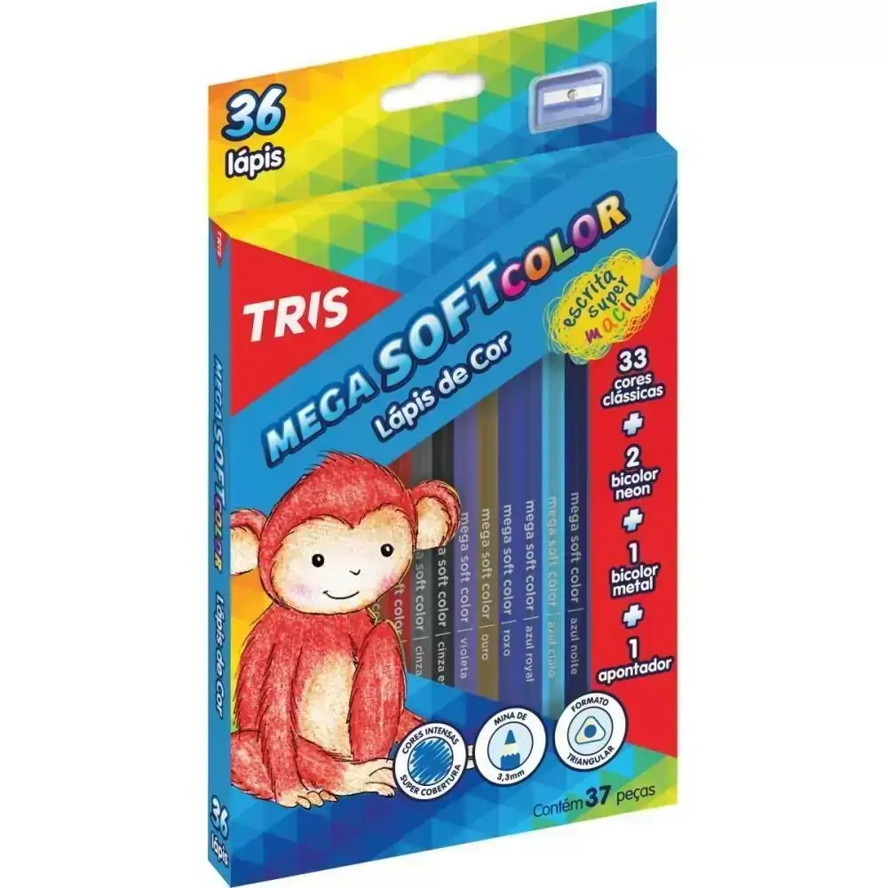 Lapis de COR Sextavado Mega SOFT Color KIT C/36CORES