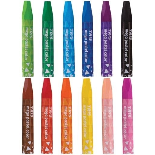 Giz Oleo Pastel Tris Mega Color 12un