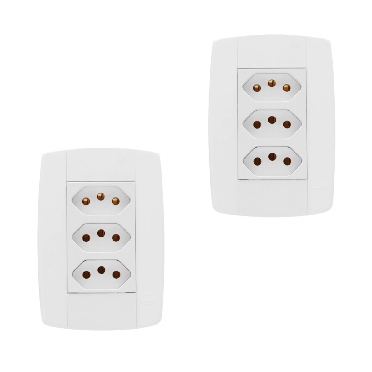 Kit 2 Conjunto 3 Tomadas Branca Monobloco 2p+t 10a 250v 4x2