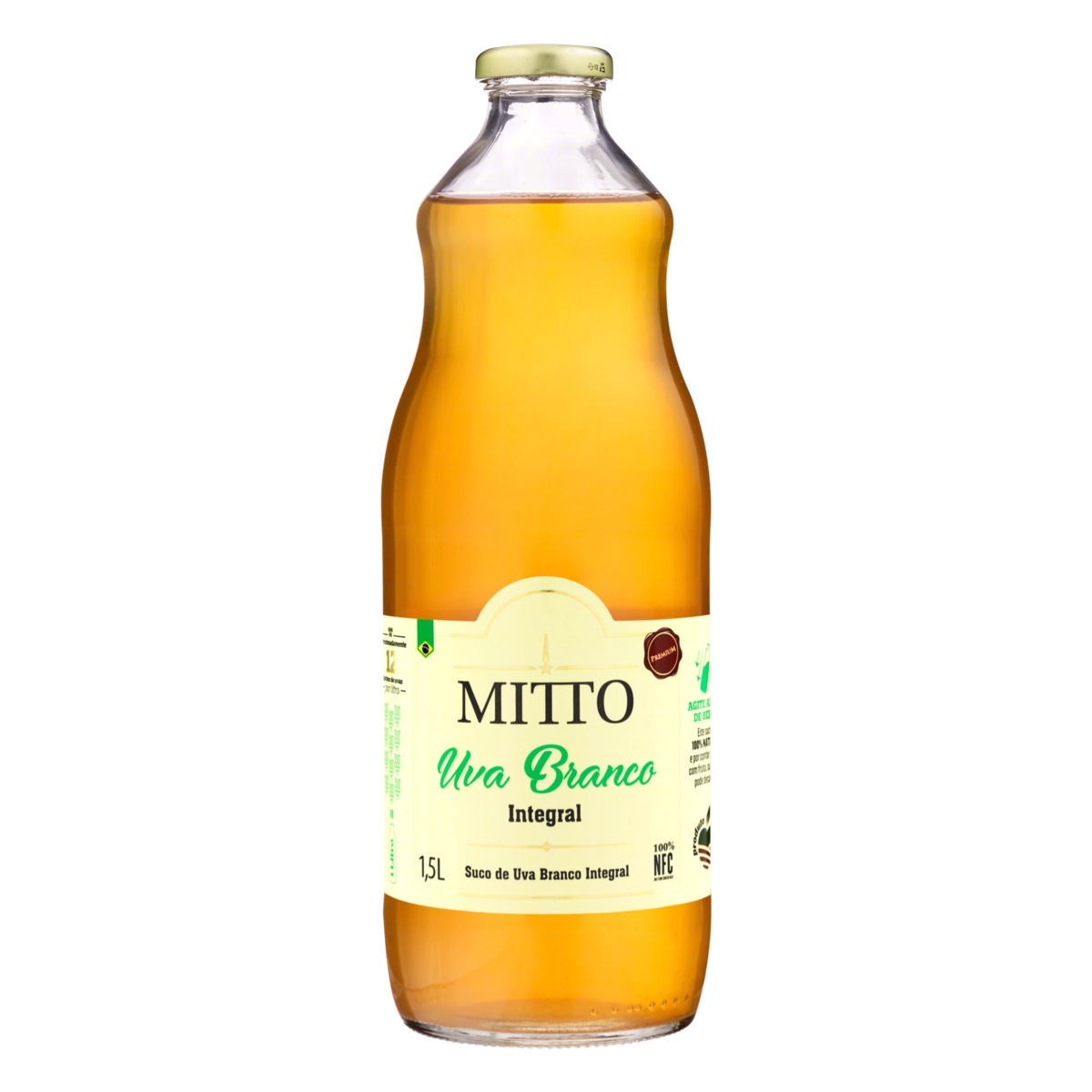 Suco Integral Uva Branco Mitto Premium Garrafa 1,5l