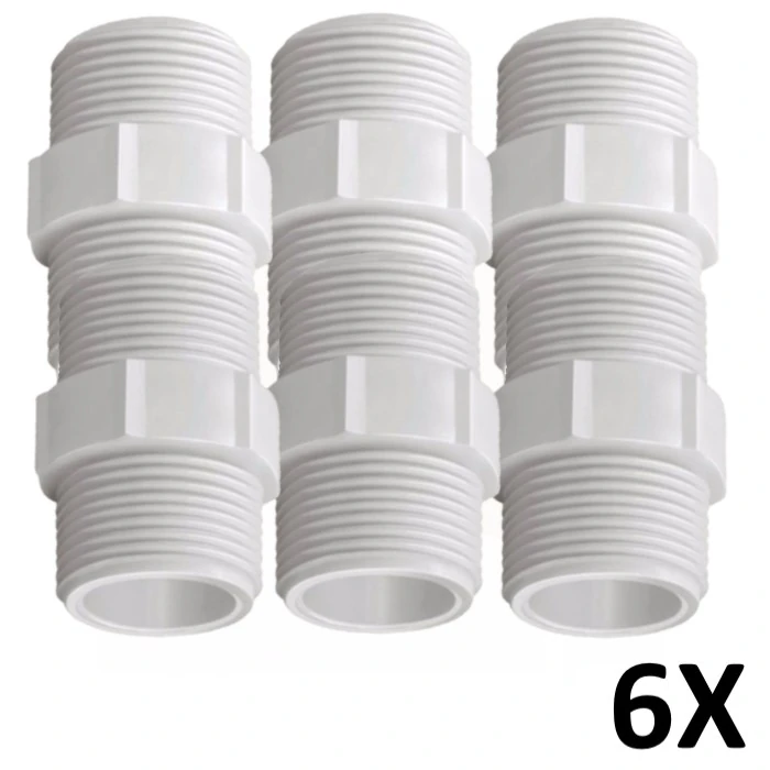 Kit 6 Niple/nipel Pvc Roscável 1.1/2" Branca (50mm) Tigre