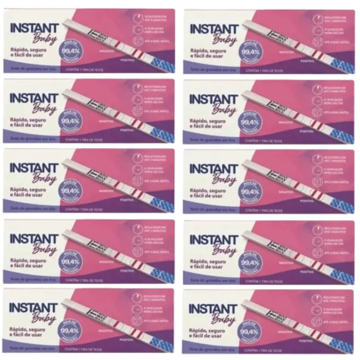 Kit C/10 Teste de Gravidez Instant Baby Tira C/1
