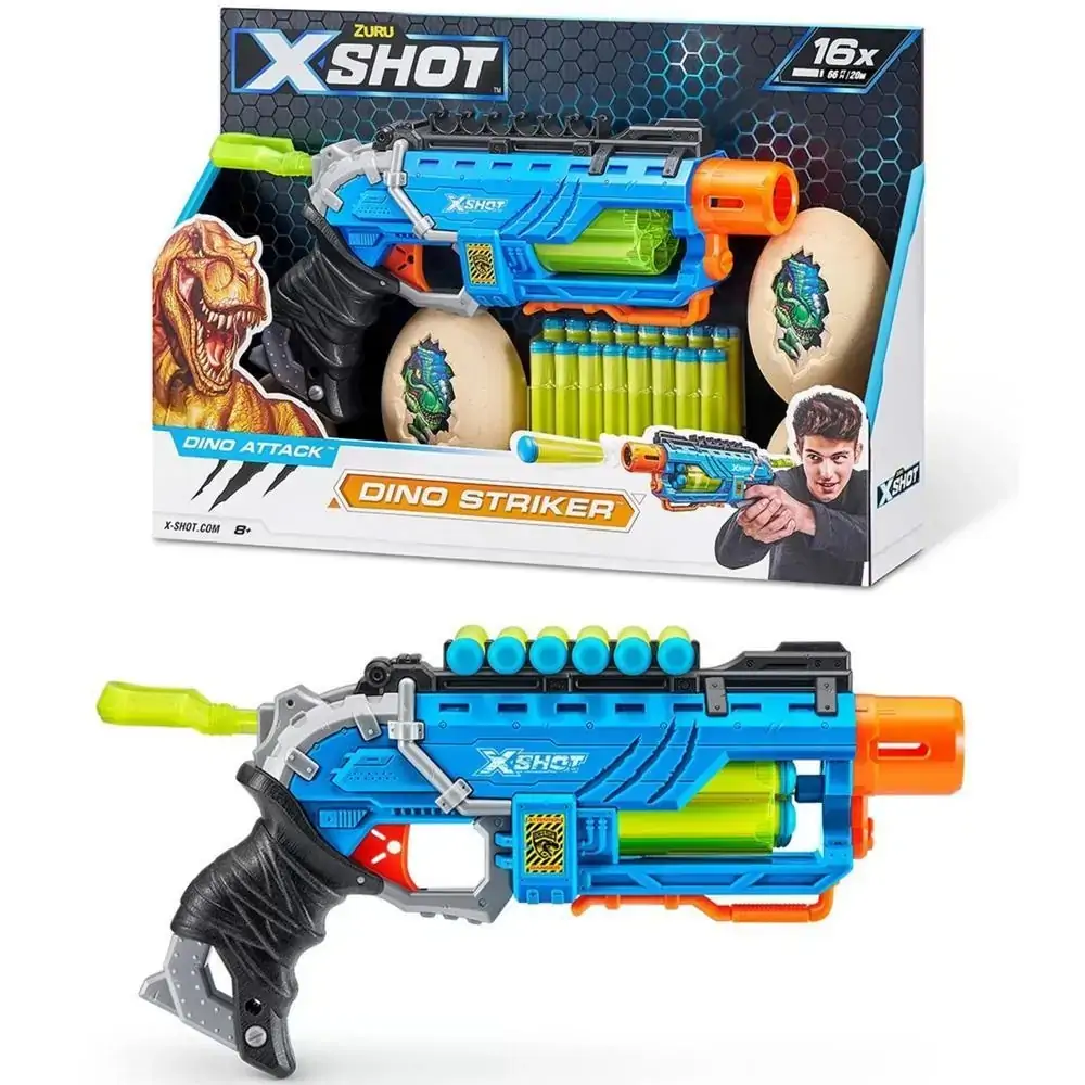 Lançador Zuru X-Shot Candide Dino Attack Striker Azul 8+ 5572