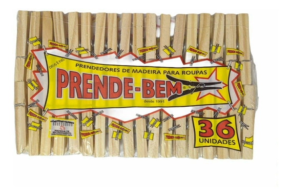 Prendedor Prende Bem Madeira C/36 Und