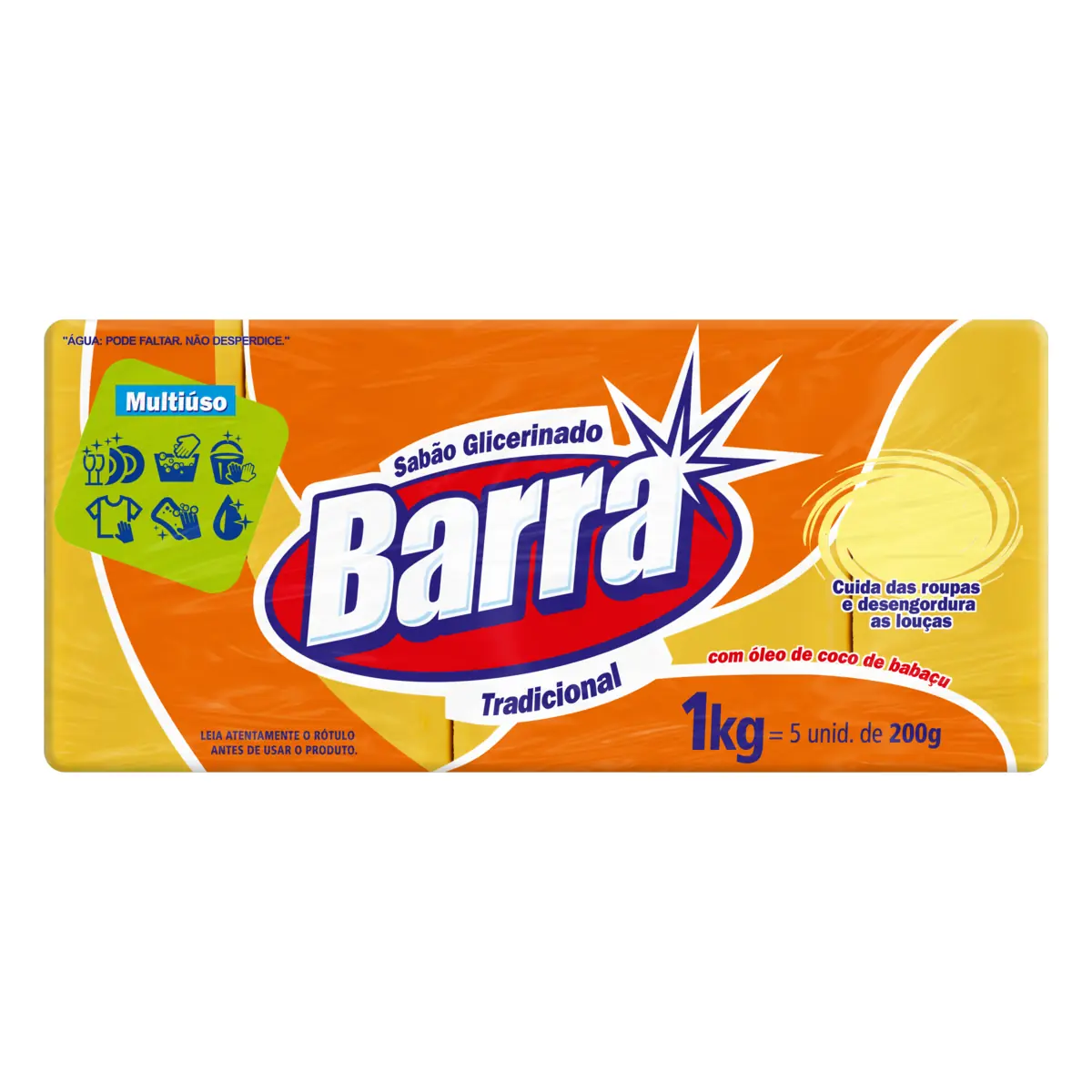 Sabao Pedra Barra Glicerinado 5x180g 900g Tradicional