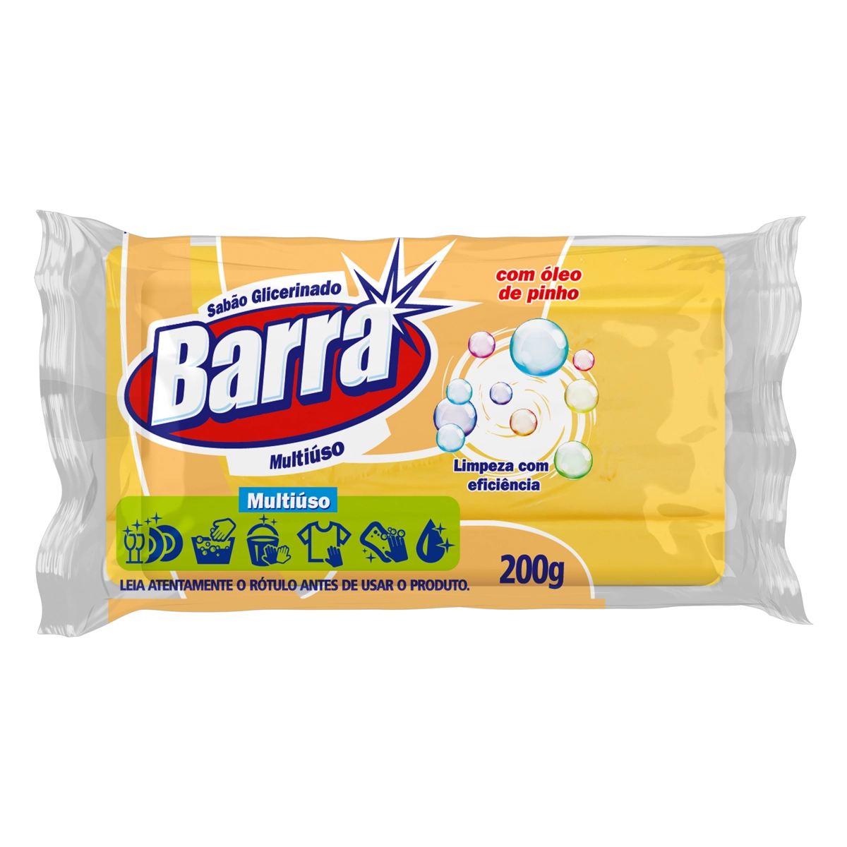 Sabão Barra Glicerinado Multiuso Barra Pacote 200g