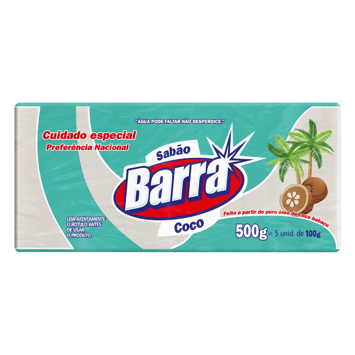 Sabão Barra Coco Barra Pacote 500g 5 Unidades
