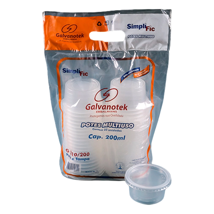 Emb G310/200 Pote C/tp Simpl 200ml C/25 Galvanotek