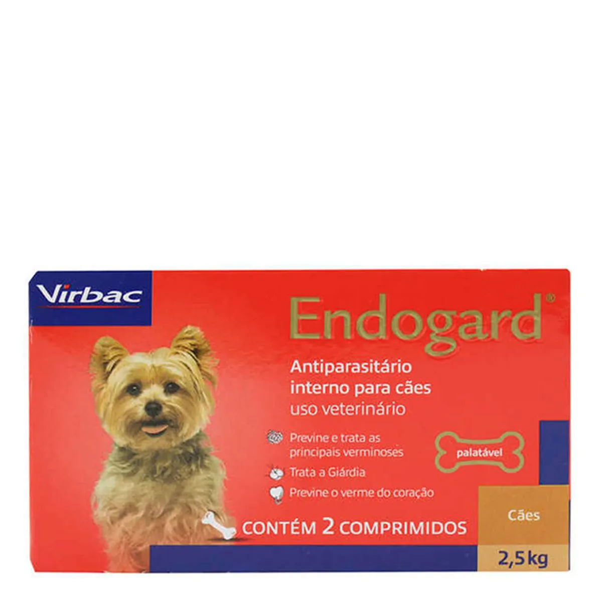 Vermífugo Endogard Cães até 2,5kg Virbac 2 comprimidos