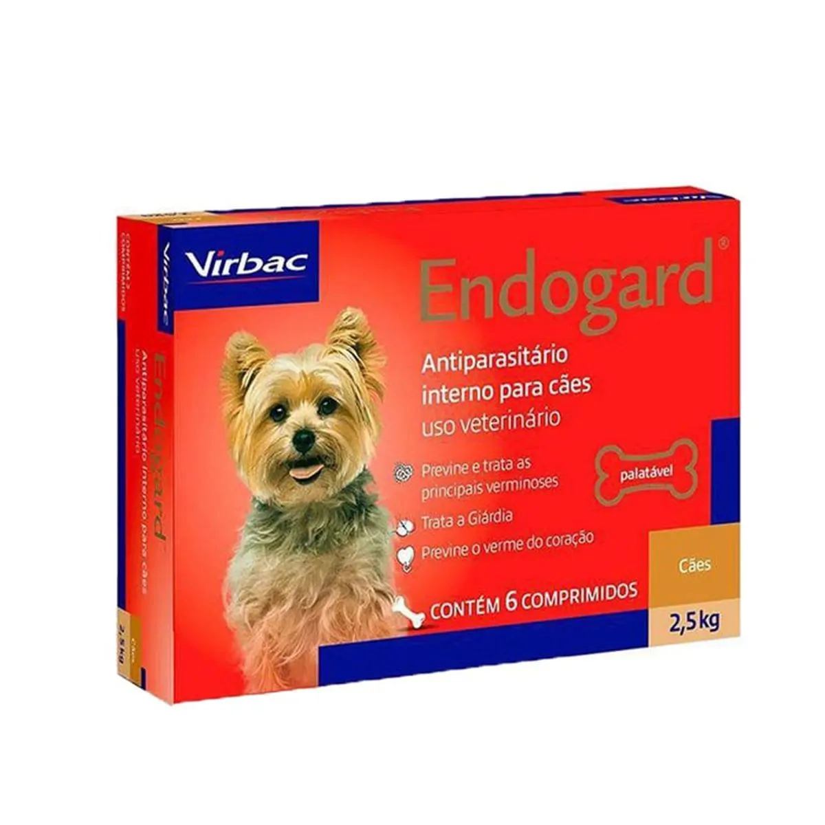 Vermífugo Endogard Cães até 2,5kg Virbac 6 comprimidos