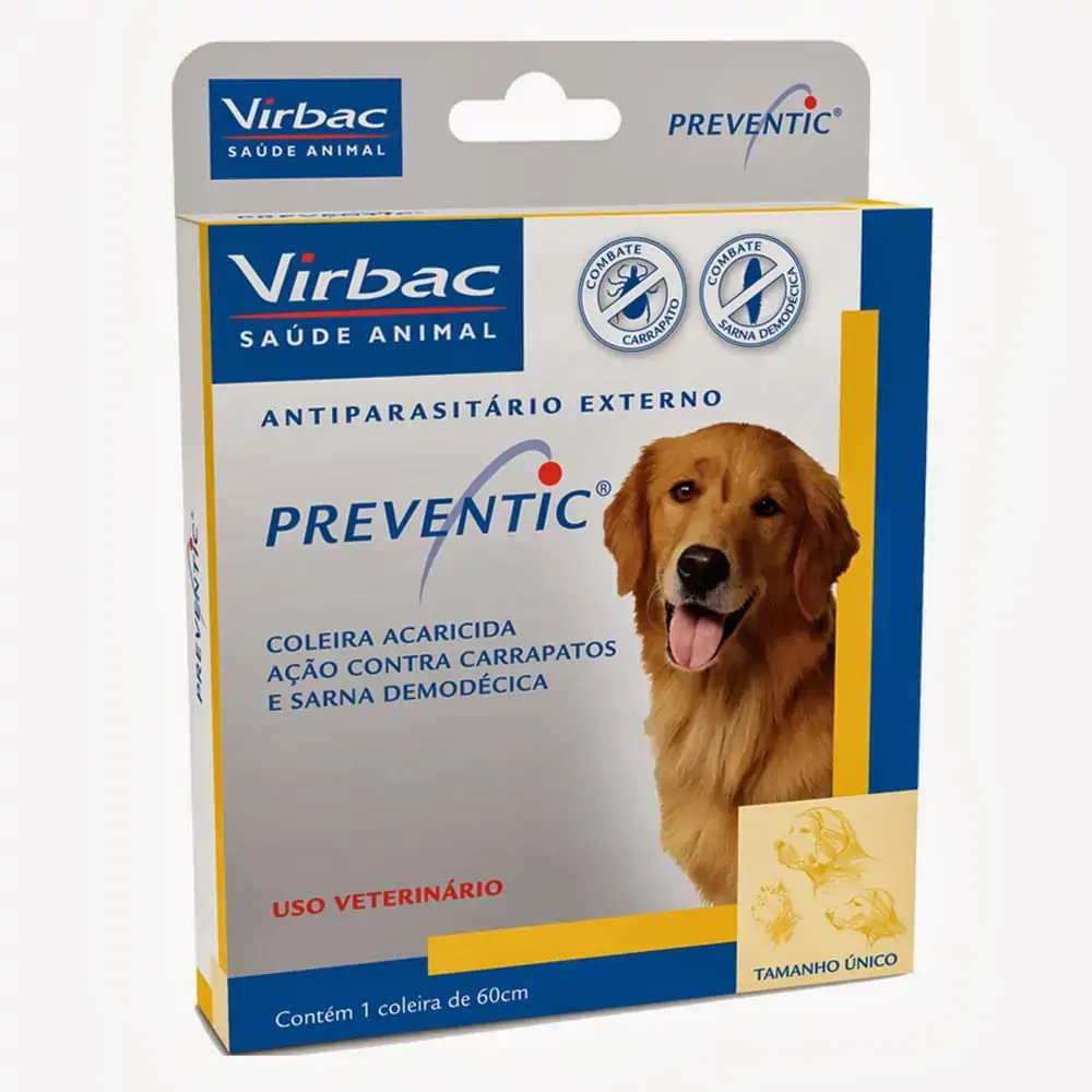 Coleira Virbac Preventic Anticarrapatos E Sarna Tamanho único 65 Cm