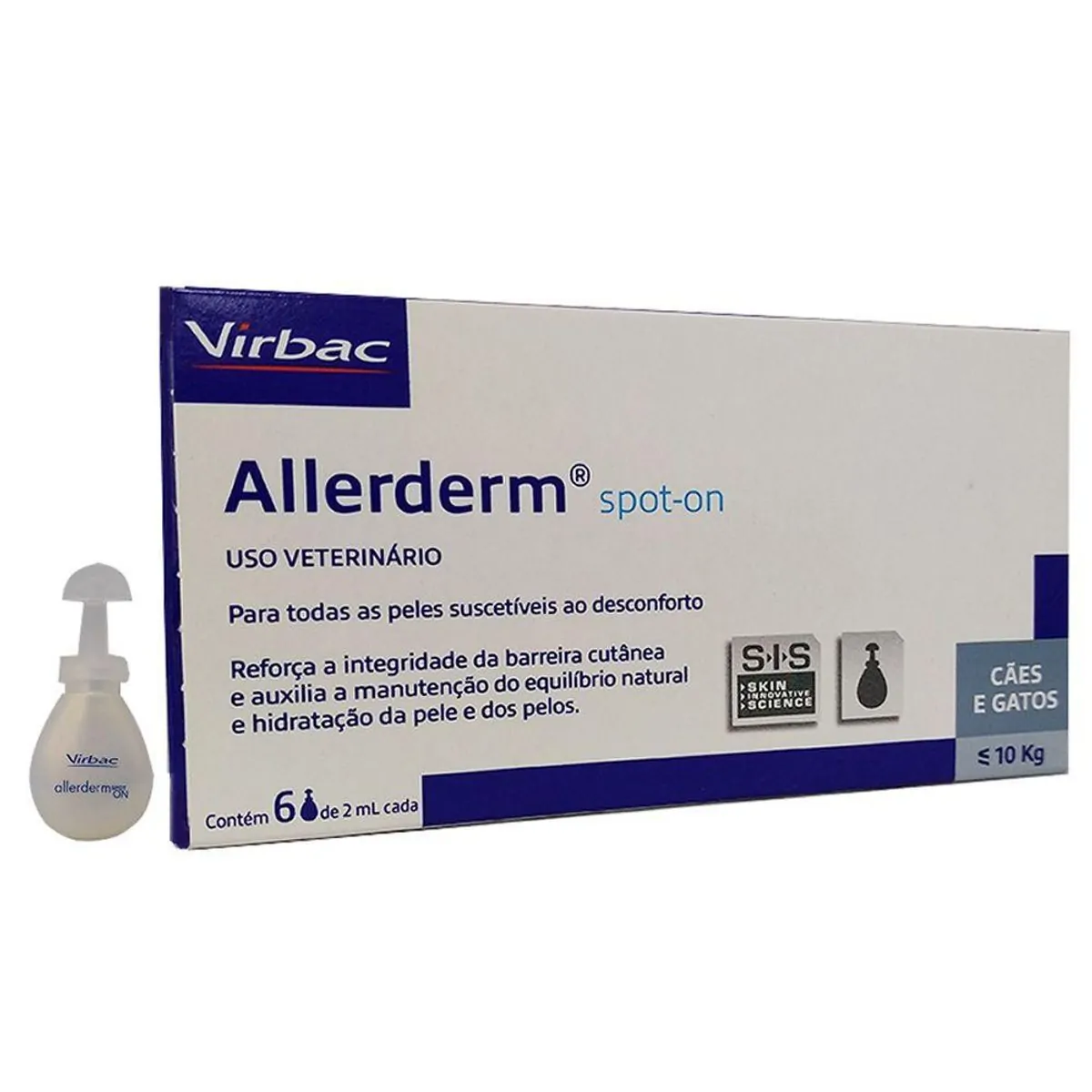 Complexo Lipídico de Pele para Cães e Gatos Allerderm Spot-On Virbac 6 Pipetas de 2ml