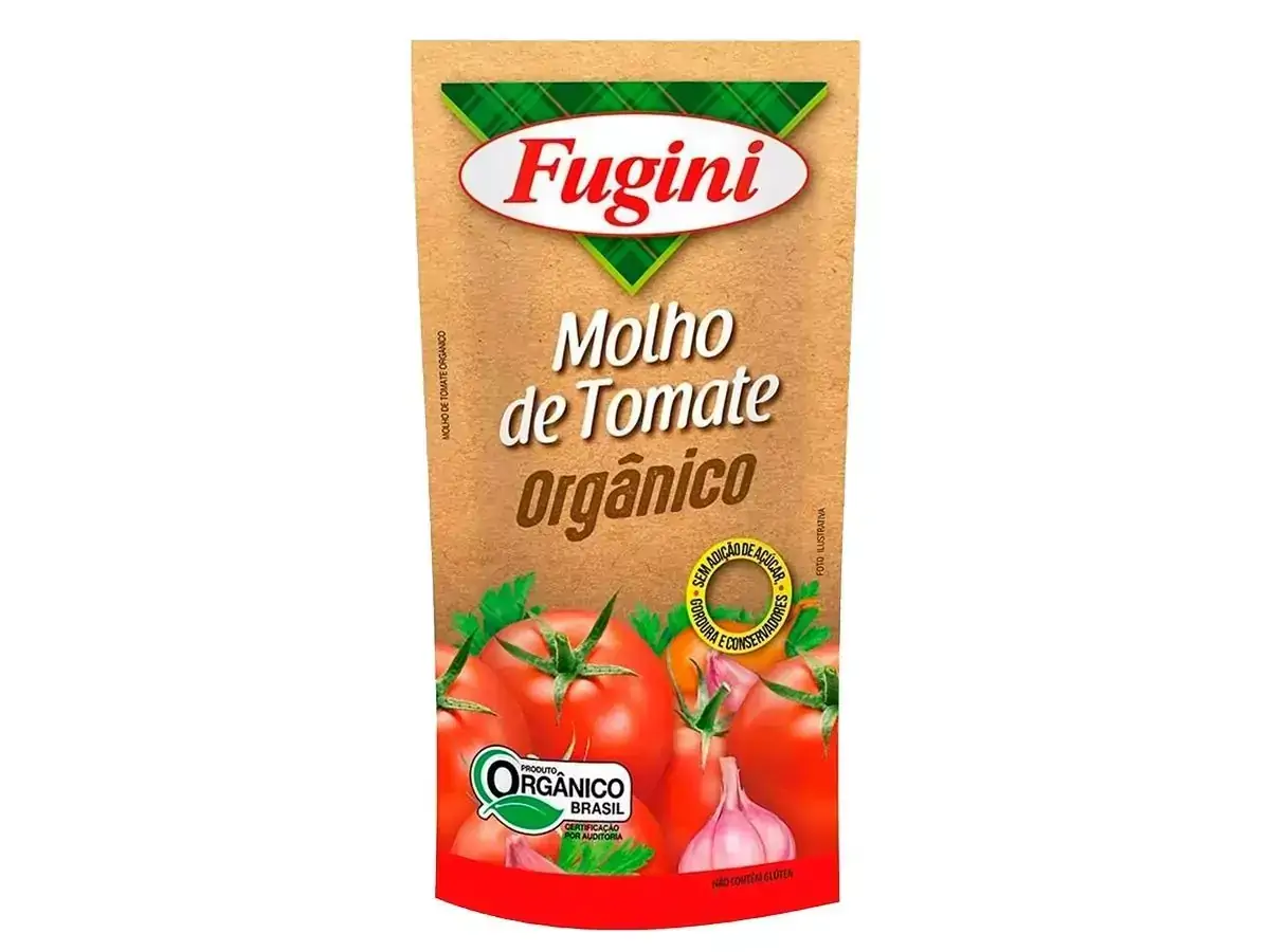 Molho De Tomate Orgânico Sem Gluten Vegano Fugini 300g
