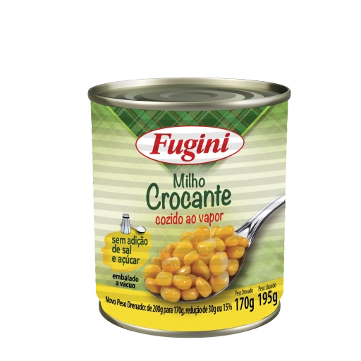 Milho Verde Em Conserva Cozido No Vapor Crocante Fugini Lata 170g