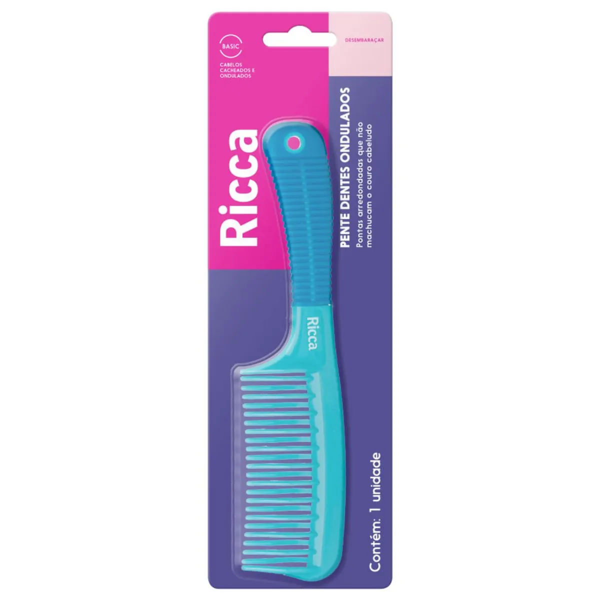 Pente Ricca Colors Dentes Ondulados Ref.119 Un