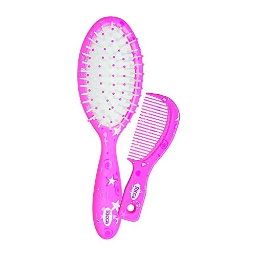 Kit Escova Para Cabelo Pente Ricca Colors Fun