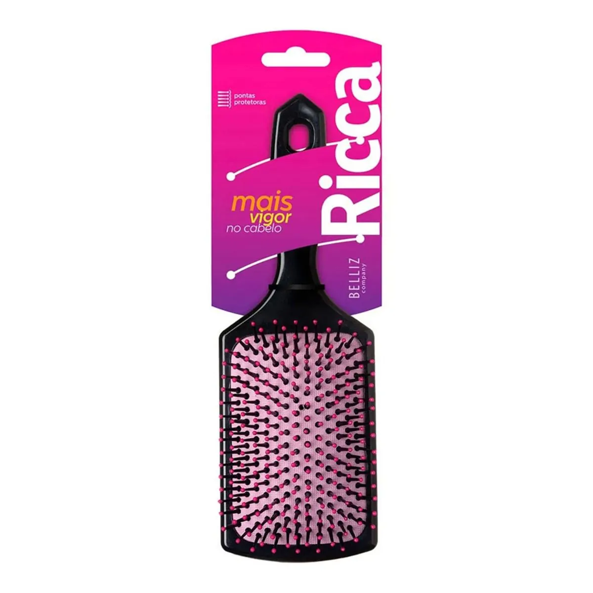 Escova Para Cabelo Preta Ricca Basic Racket