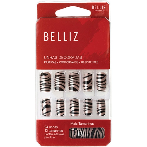 Unhas Postiças Belliz Zebra