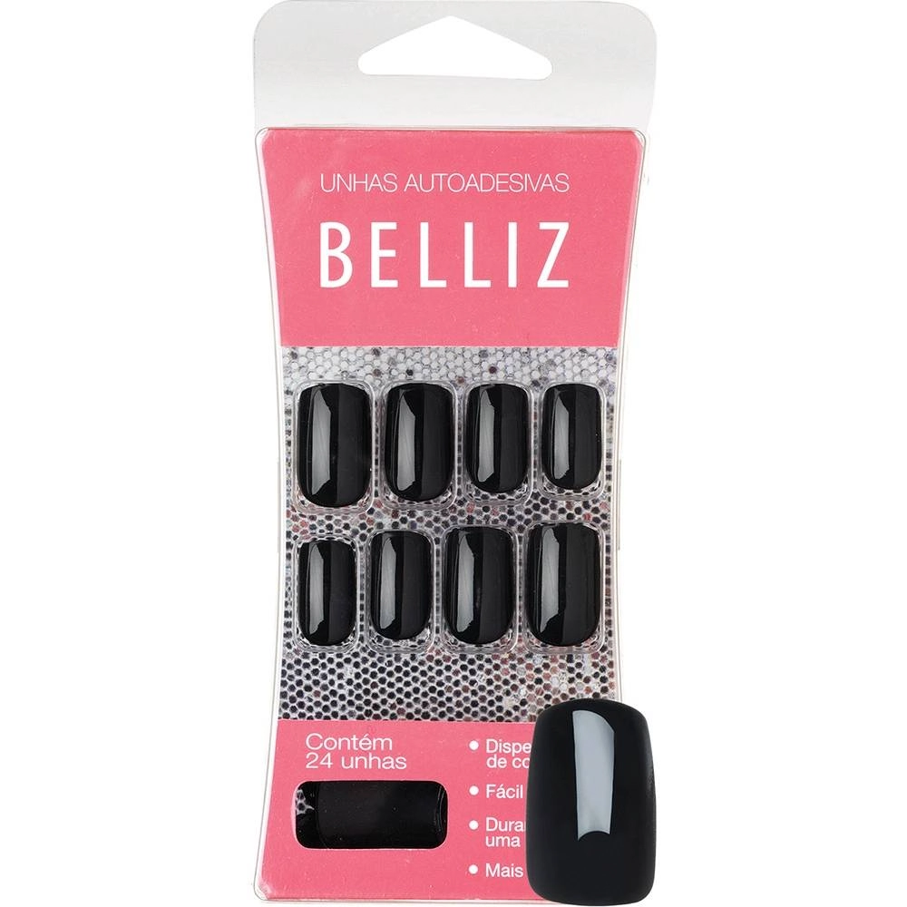 Unhas Postiças Belliz Autoadesivas Black -1272