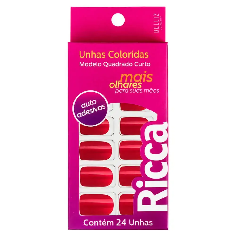Unhas Ricca Auto Adesiva Verm.tomate 1844