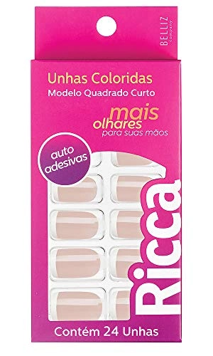 Unhas Ricca Auto Adesiva Francesinha Rosa 1854