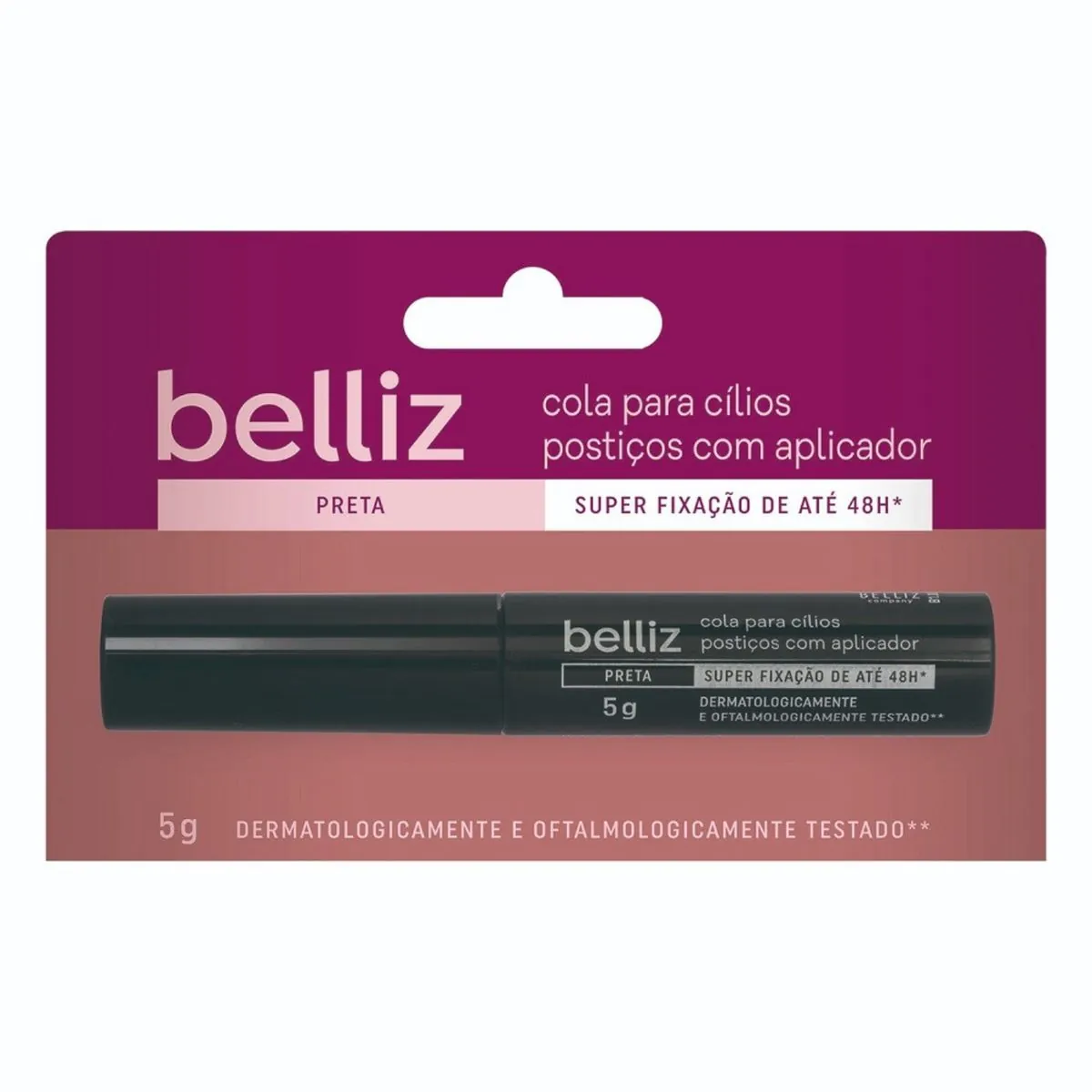 Cola P/cilios Belliz 48hrs Preta Com Aplicador 1un