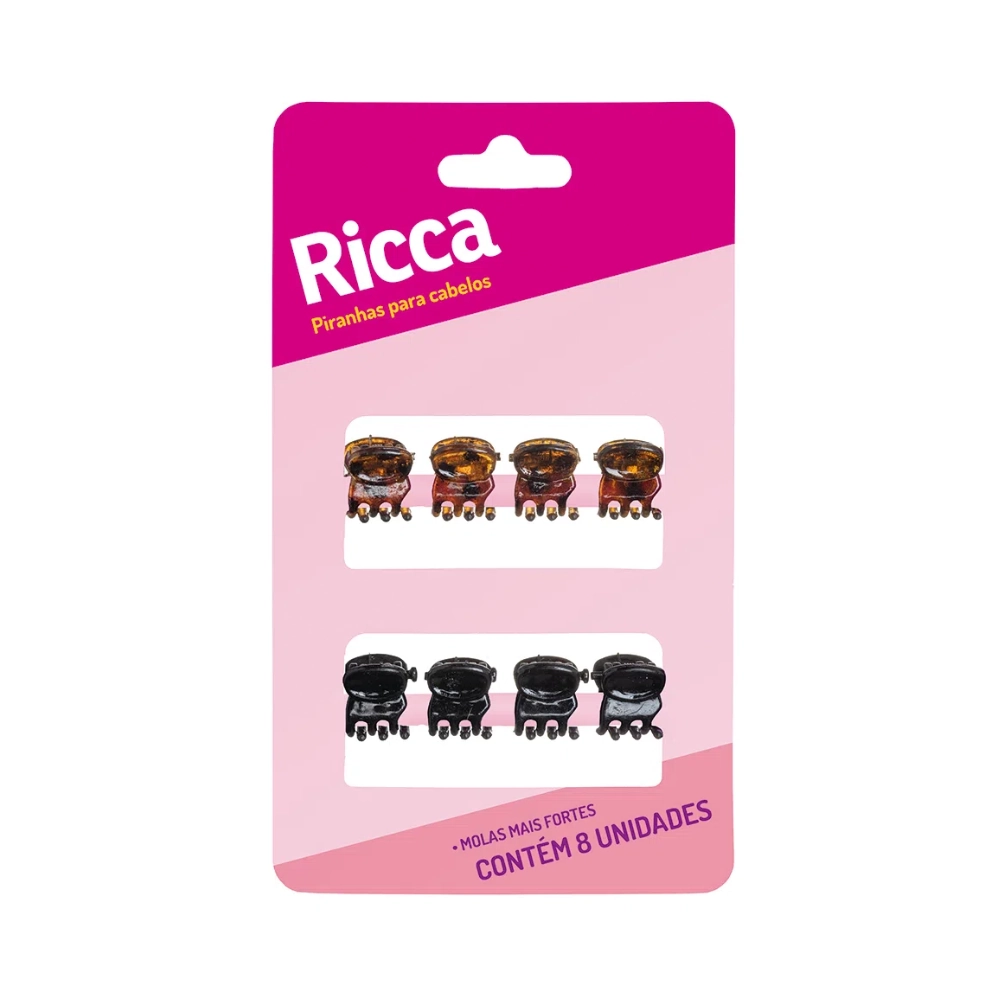 Prendedor P/cabelo Maestral Ricca Mini Piranha 8un