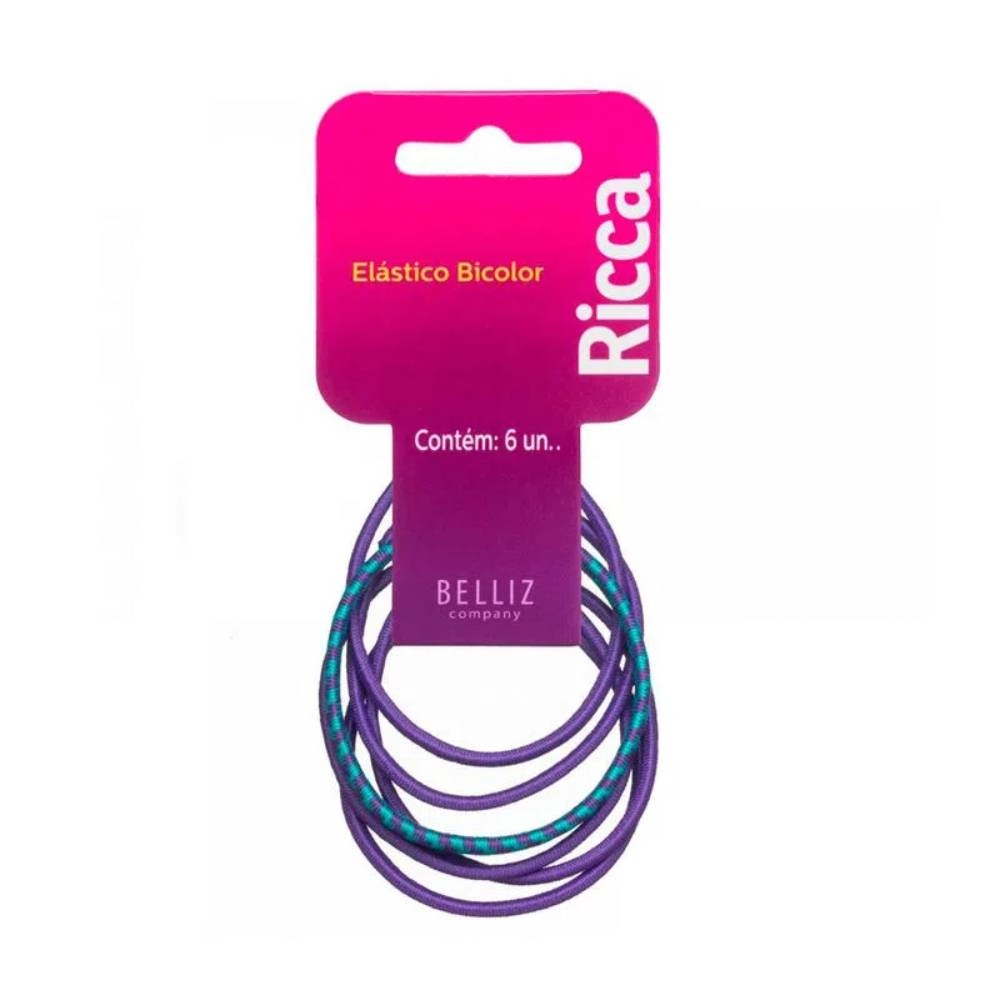 Elastico P/cabelo Maestral Ricca 2mm Bicolor Lilás E Verde 6un