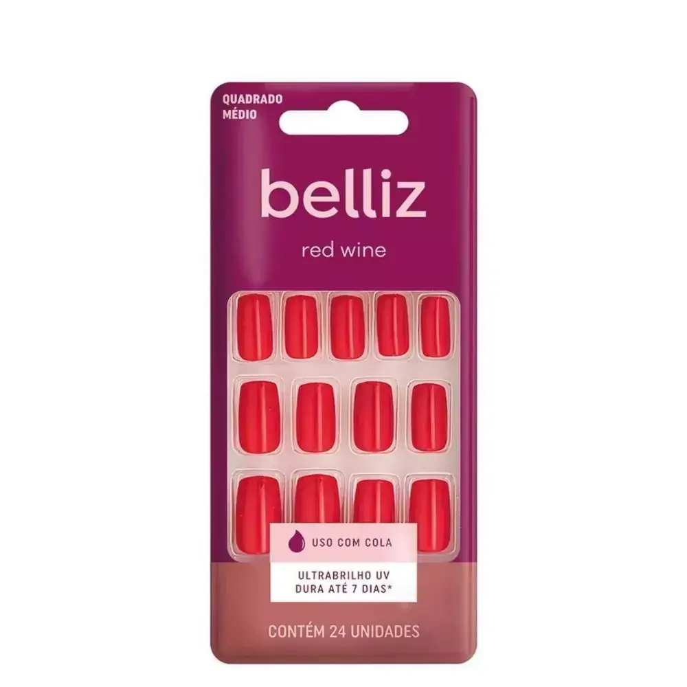 Unhas Postiças Belliz Red Wine Incolor