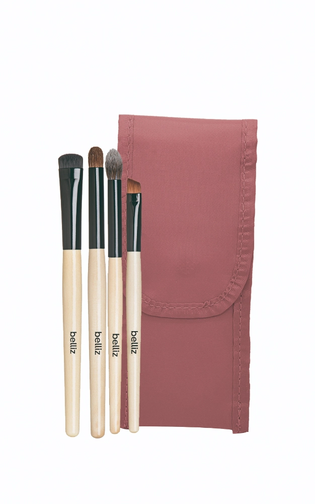 Belliz Kit De Pinceis Marfim Olhos 4 Pcs Com Estojo