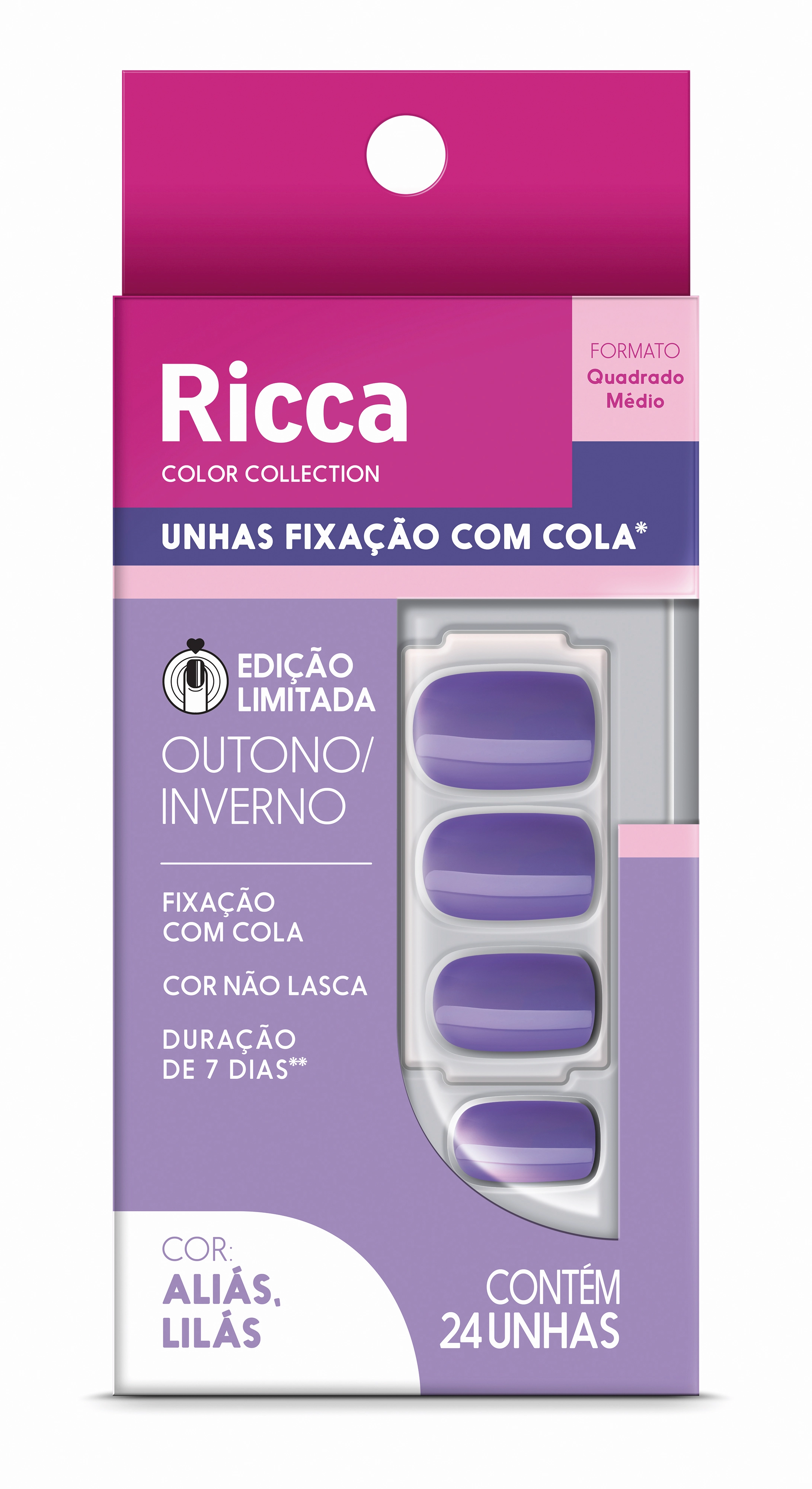 Unhas Posticas Maestral Ricca Ed Limitada Alias Lilas 1un
