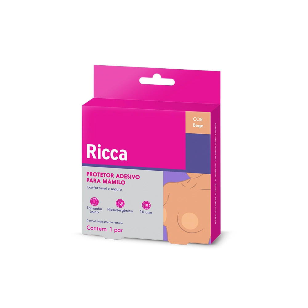 Ricca Adesivo Para Protecao De Mamilos Reutilizavel Bege