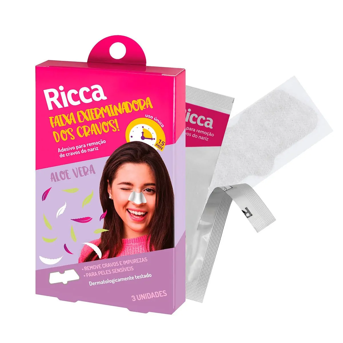 Adesivo Para Remoção De Cravos Nariz Ricca Caixa 3 Unidades