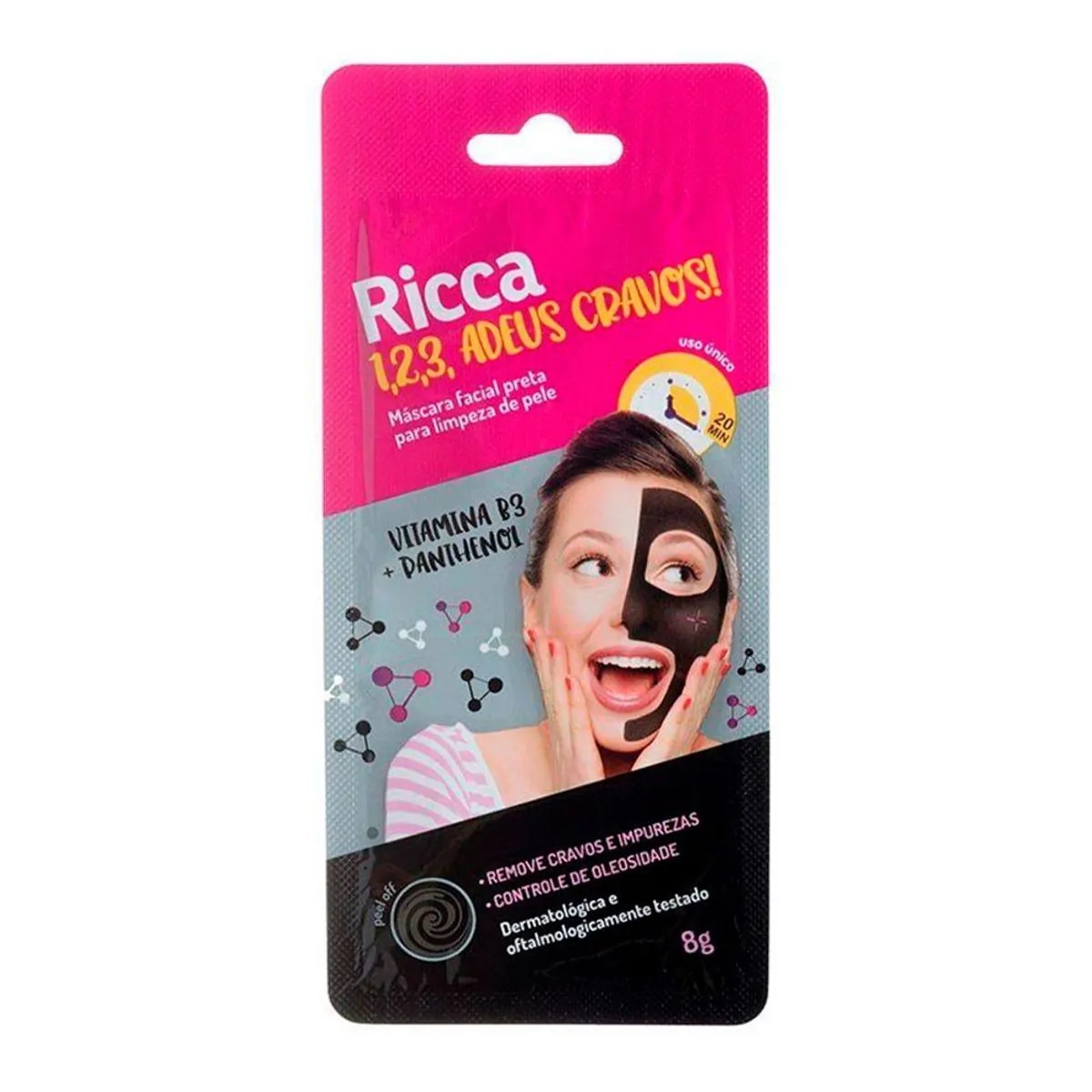 Ricca Máscara Facial 1,2,3 adeus cravos 8g