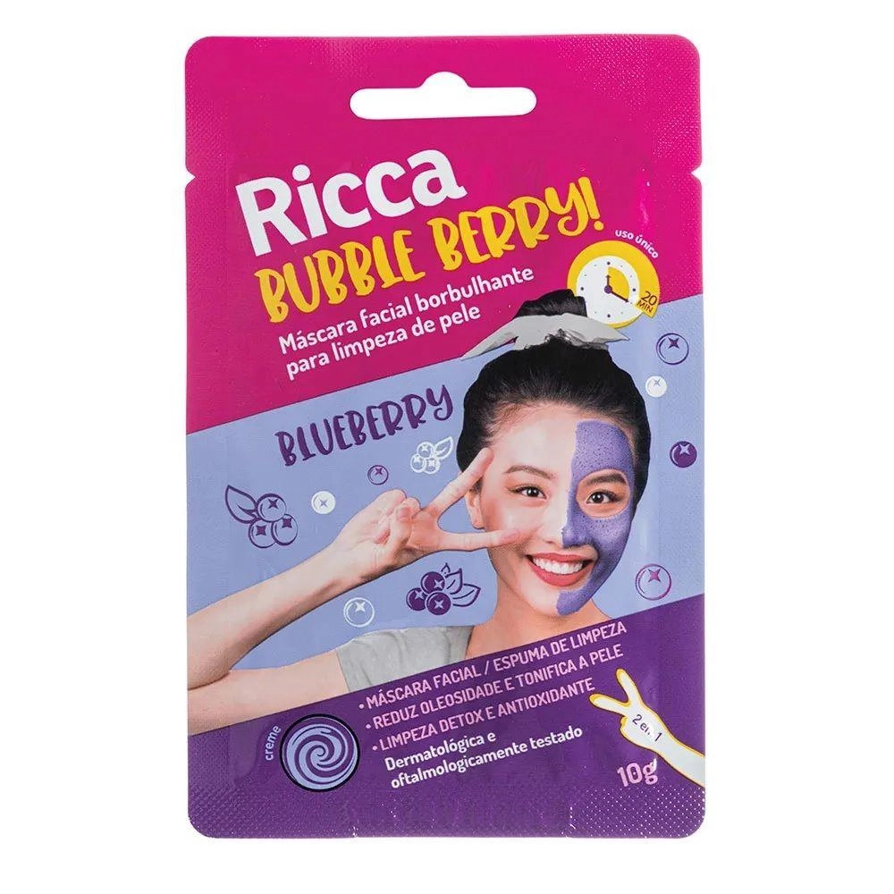 Máscara Facial Ricca Borbulhante Bubble Berry 1 Unidade