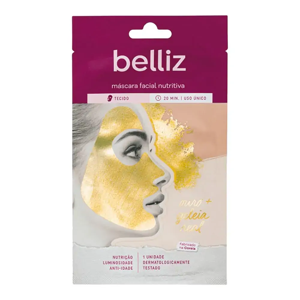 Máscara Facial Nutritiva Belliz Ouro + Geleia Real