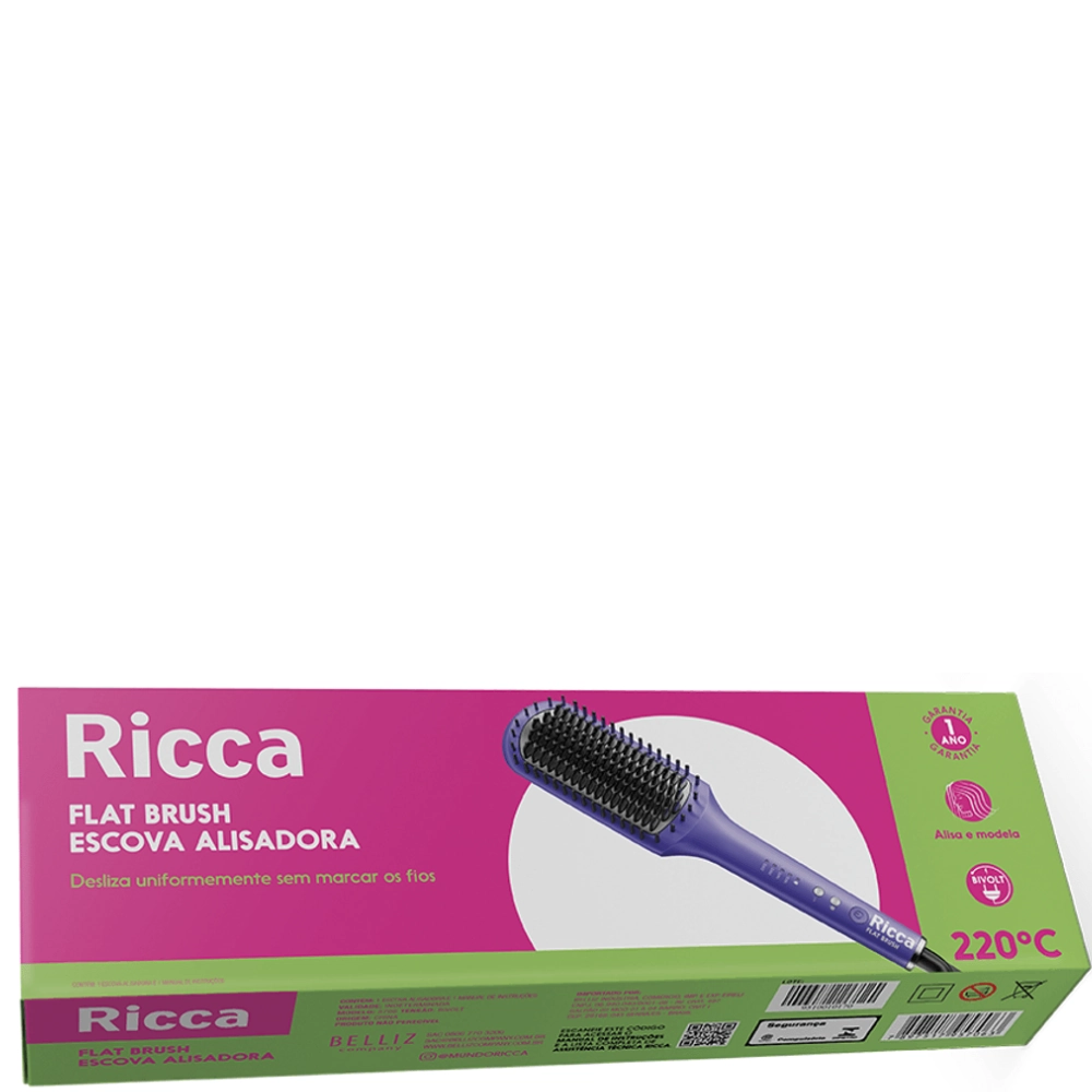 Escova Alisadora Ricca Flat Brush Bivolt 1un