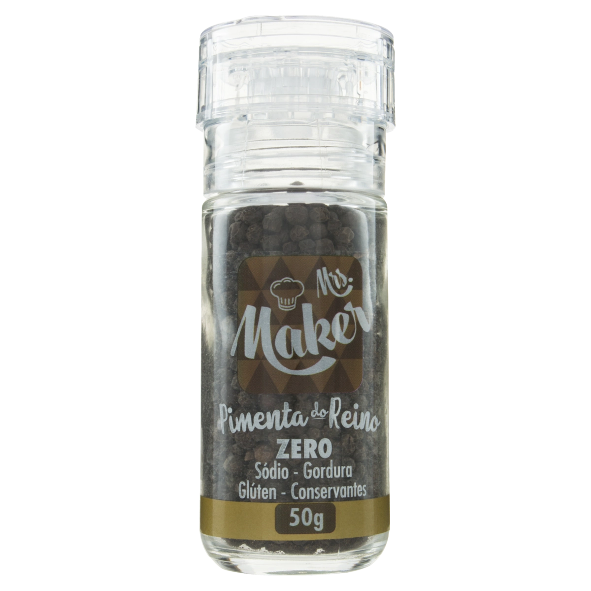 Pimenta Do Reino Em Grãos Com Moedor Mrs. Maker Frasco 50g