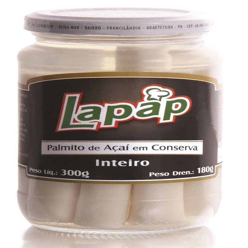 Palmito Lapap Inteiro 300 Gr Vidro