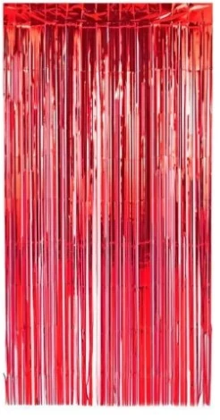 Fita Franja Metalizada Vermelho 9x100cm Xjs
