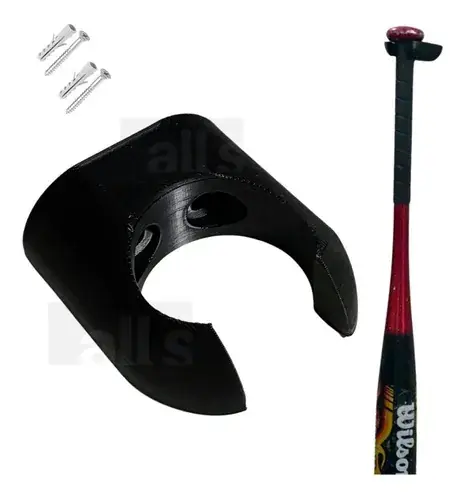 Suporte Parede Taco Bastoes Baisebol Vertical C/ Parafusos Preto